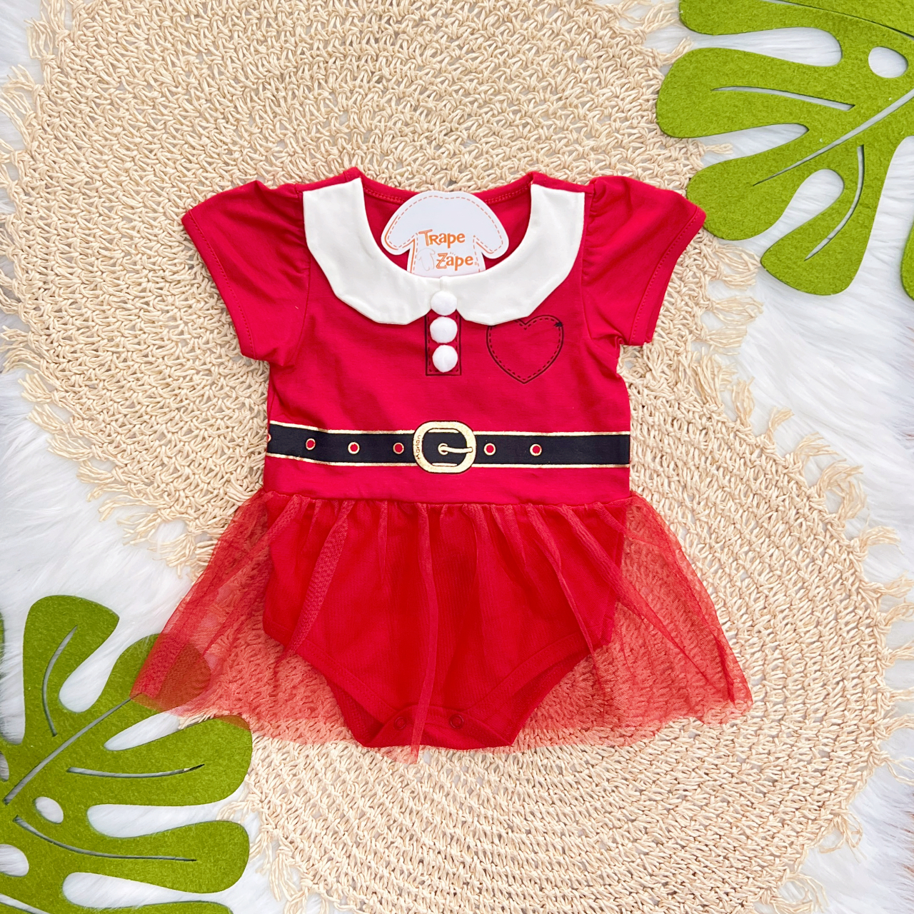 Body com Tule Mamãe Noel - Vermelho